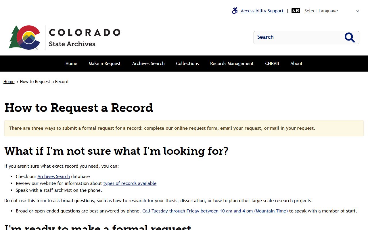How to request records from Colorado State Archives